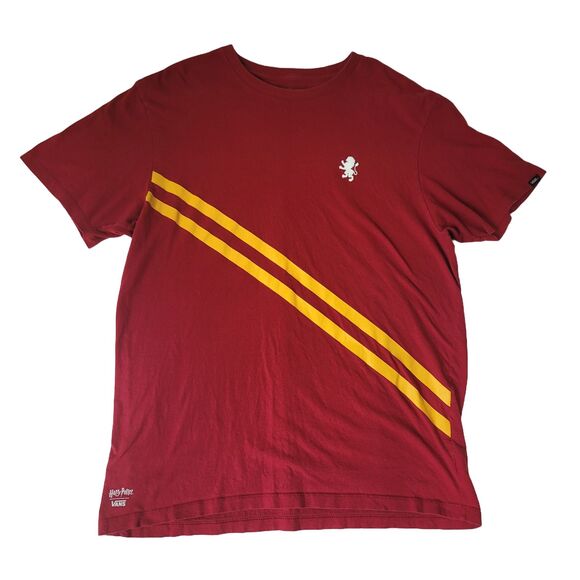 Vans Harry Potter Gryffindor T-Shirt Men’s L Red Gold Stripes Lion Logo Custom F - Picture 1 of 9